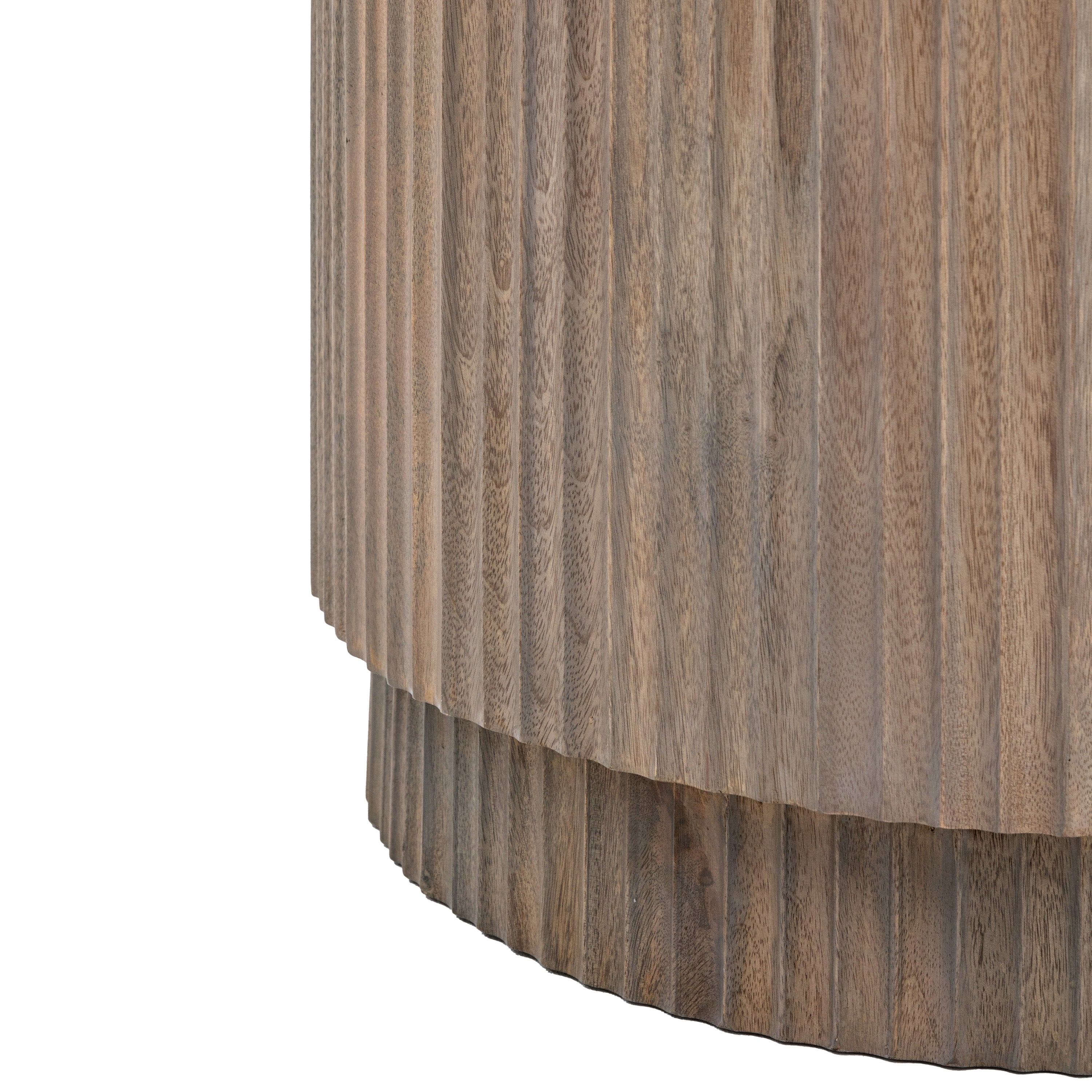 Francesco Grey Mango Wood & White Marble Round Drum Dining Table